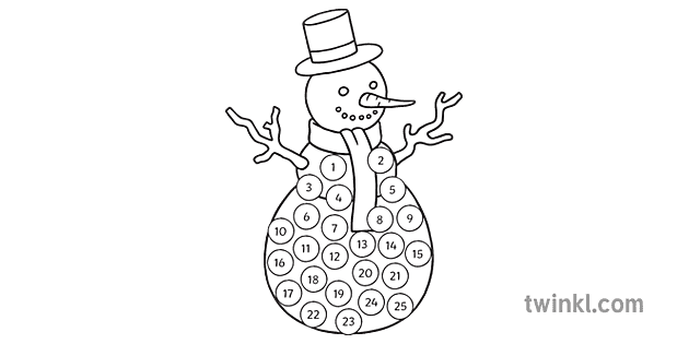 Bonhomme De Neige Calendrier Noir Et Blanc Illustration Twinkl