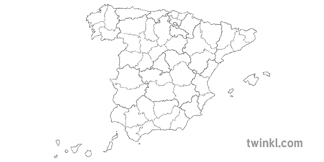 espanja provinssit mustavalkoinen Illustration - Twinkl