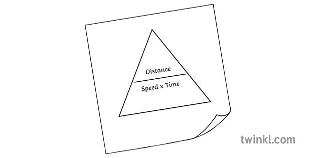 速度距离时间三角形在黑色和白色illustration Twinkl