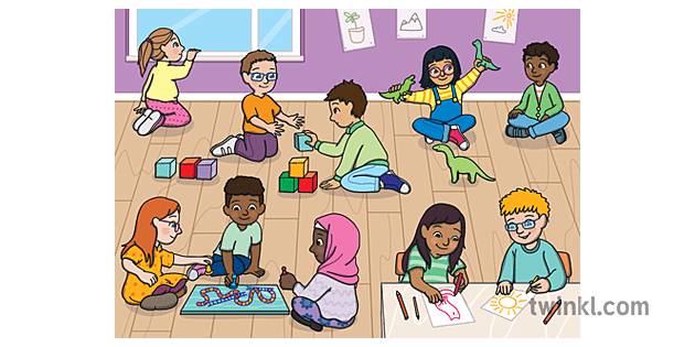 Stages of Play With Background Illustration - Twinkl