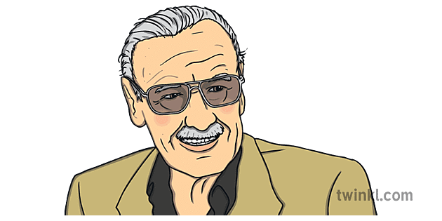 stan lee portrait marvel comic writer celebrity superhero activities ks1