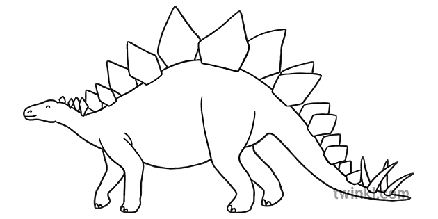 stegosaurus zwart wit 2 Illustration - Twinkl