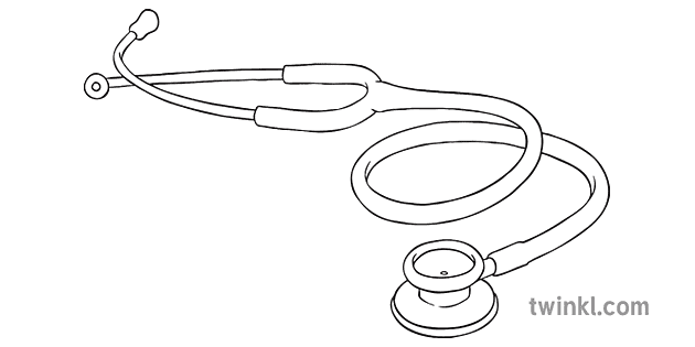 Stethoscope Black and White 2 Illustration - Twinkl