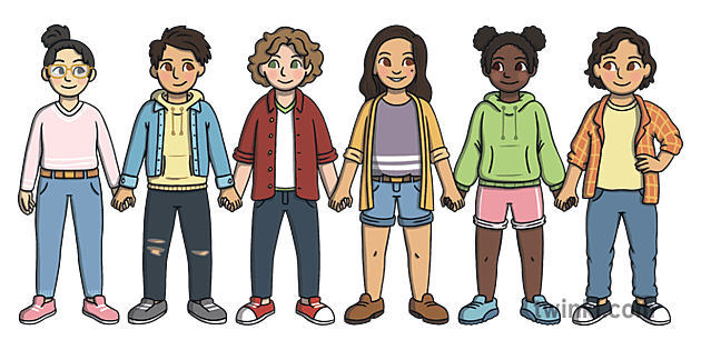 Teenagers Holding Hands Illustration - Twinkl