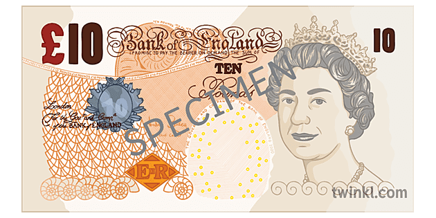 nota de zece lire bani moneda stirling uk ks3 ks4 2 Illustration - Twinkl