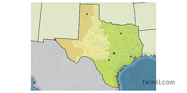 texas maantieteellinen kartta ei teksti usa valtiot maantiede ks2  Illustration