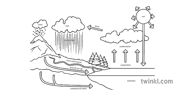 el ciclo del agua ciencia ecologia secundaria blanco y negro rgb ...