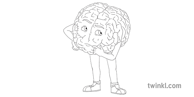 Thinking Brain Black and White RGB Illustration - Twinkl