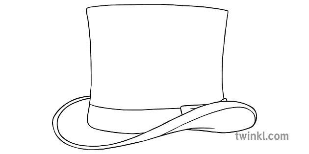 Top Hat Black and White 2 Illustration - Twinkl
