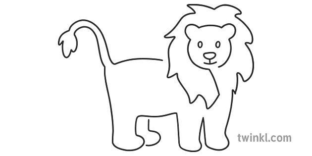 Traceable Lion Doodle Black and White RGB - Twinkl