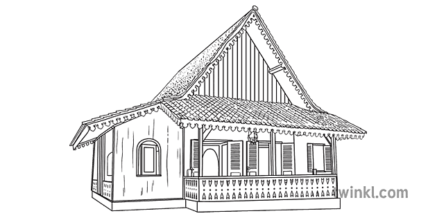 sketsa rumah adat betawi