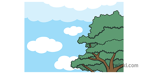 樹梢和雲背景天空自然天氣ks1 Illustration - Twinkl