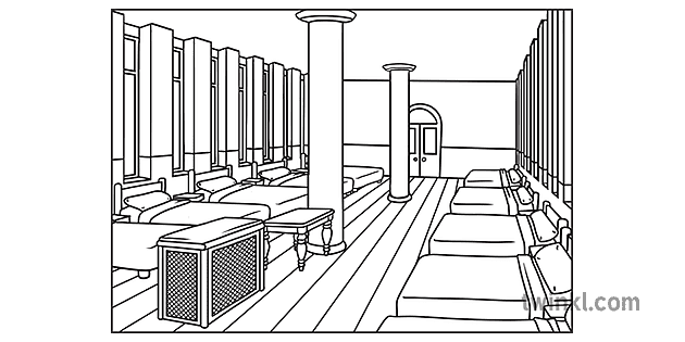 school hallway clip art black and white