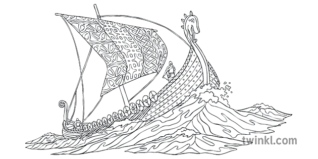 viking long ships coloring pages