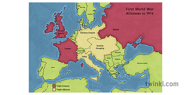 Wwi Alliances Map Illustration Twinkl