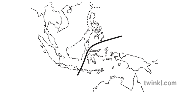 wallace line map science secondary bw rgb Ilustración - Twinkl