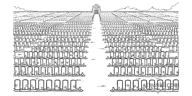 Cimetiere De Guerre Noir Et Blanc 2 1 Illustration Twinkl