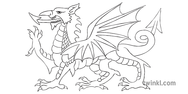 welsh dragon eisteddfod baner arddangosfa topik ks2 hitam putih