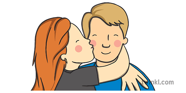 Woman Kissing a Man on the Cheek - Twinkl