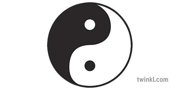 yin y yang símbolo taoísmo religión ks2 blanco y negro rgb Illustration -