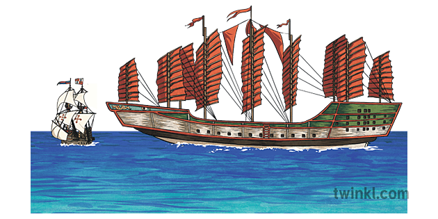 郑和船比较中国船船海洋运输旅行车辆历史ks2 2 Illustration