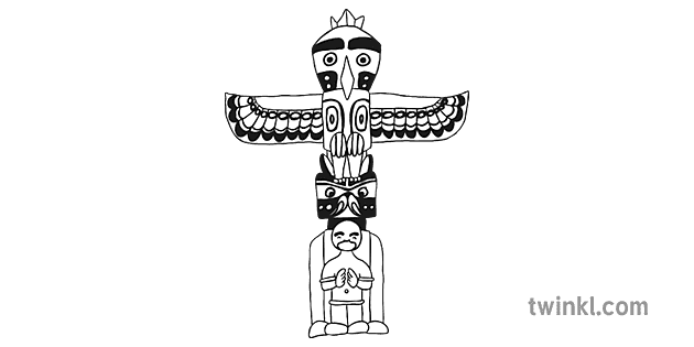 totem aborigène noir et blanc Illustration - Twinkl