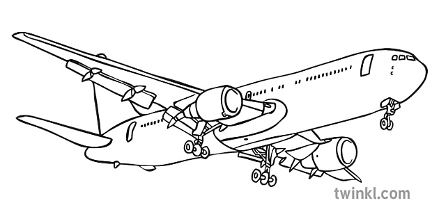 kapal terbang terbang soalan hitam putih Illustration - Twinkl
