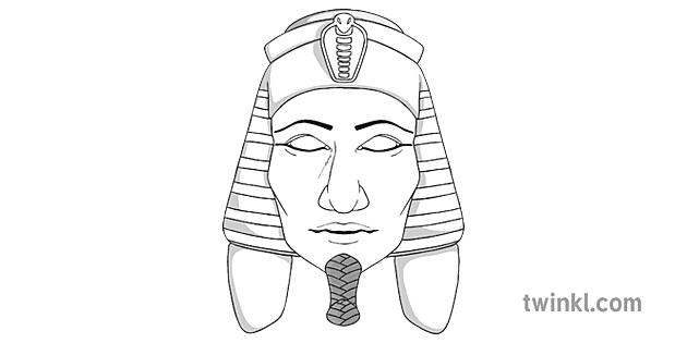 Ancient Egyptian Pharaohs Head 2 Black and White Illustration - Twinkl