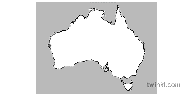 Australia Map Black And White Australia Map Black And White Illustration - Twinkl