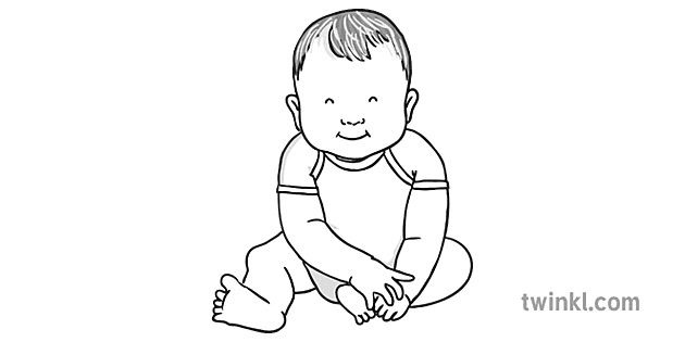 Baby 2 Black and White Illustration