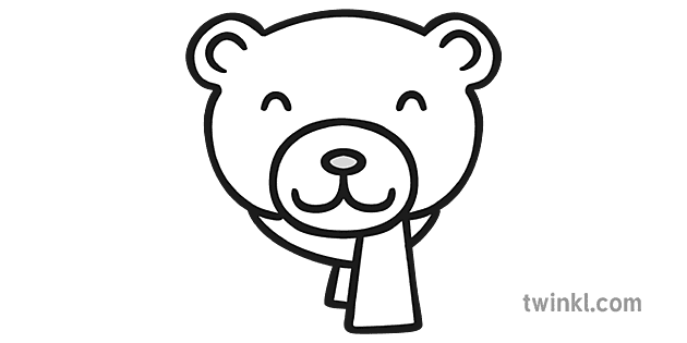 Bear Head Black and White Illustration - Twinkl