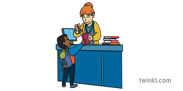 Boy Checking out a Book with a Librarian Person Sequence Library Books Study Boy Checking out a Book with a Librarian Person Sequence Library Books Study