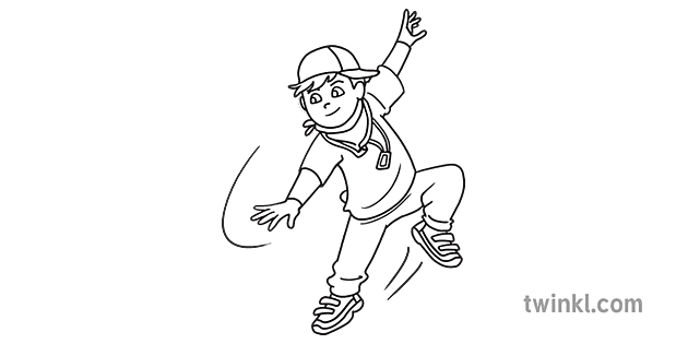 Boy Dancing Black and White Rgb Ver 1 Illustration - Twinkl
