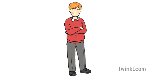 Boy In Red School Uniform Illustration Twinkl