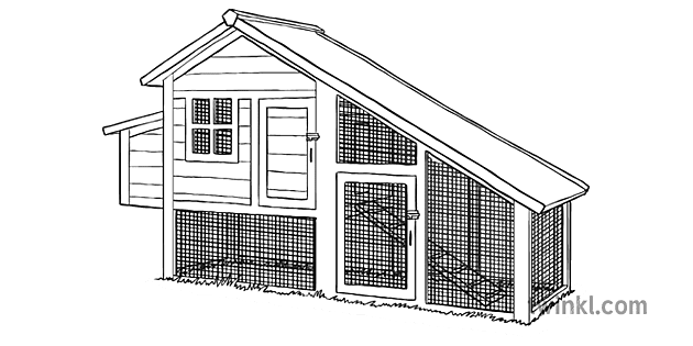 Chicken Coop Black and White - Twinkl