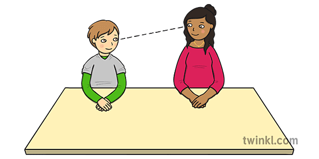 Child Making Eye Contact with Teacher Eyes Open Illustration - Twinkl