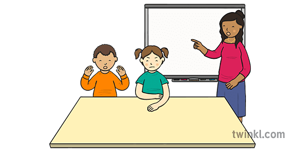 Child Talking over Teacher Illustration - Twinkl