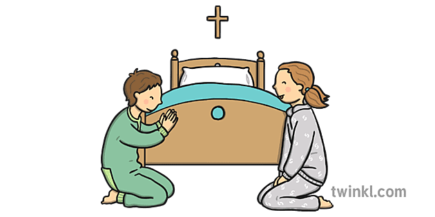 Christian Children Praying Illustration - Twinkl