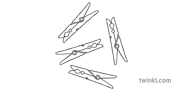 Clothes Pegs Black and White Illustration - Twinkl