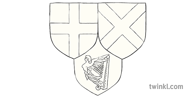 Commonwealth Wappen schwarz weiß - Twinkl