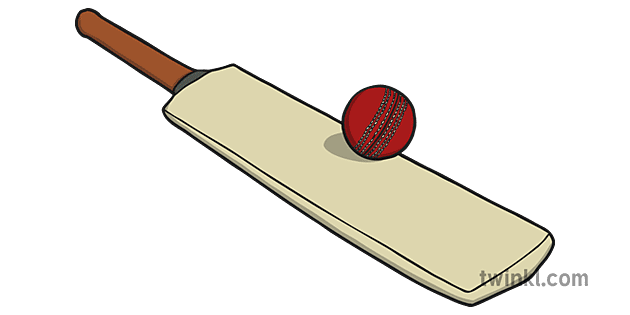 Cricket Bat and Ball Illustration - Twinkl