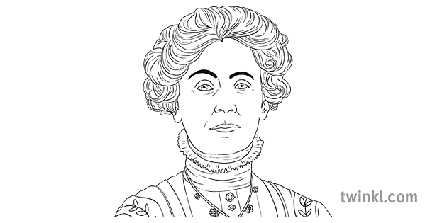 Emmeline Pankhurst Alb Negru Illustration - Twinkl