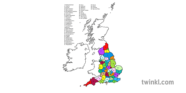 Engeland Counties Map 1 Illustration