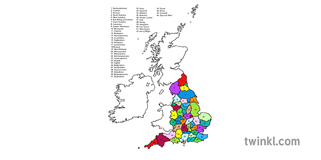 England Counties Map Illustration - Twinkl