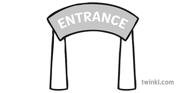 Entrance Icon Black and White Illustration - Twinkl
