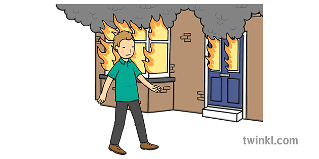 Firefighter Entering Burning Building Without Protective Clothing  Illustration