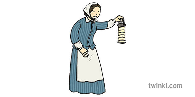 Florence Nightingale with Lamp Illustration - Twinkl