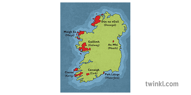 Gaeltacht Areas Map Ireland Illustration Twinkl