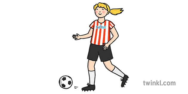 Girl Running with Football Illustration - Twinkl