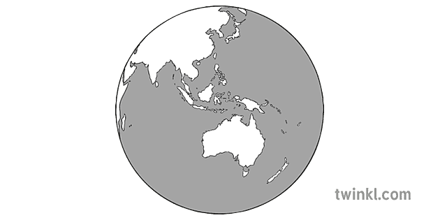 Globe with Australia Black and White Illustration - Twinkl
